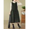 Vesta Retro din Catifea Rochie Lunga Femei Îmbrăcăminte de Toamna Subțiată Largă Casual cu un Singur Nasture Rochie Fără Mâneci din Catifea