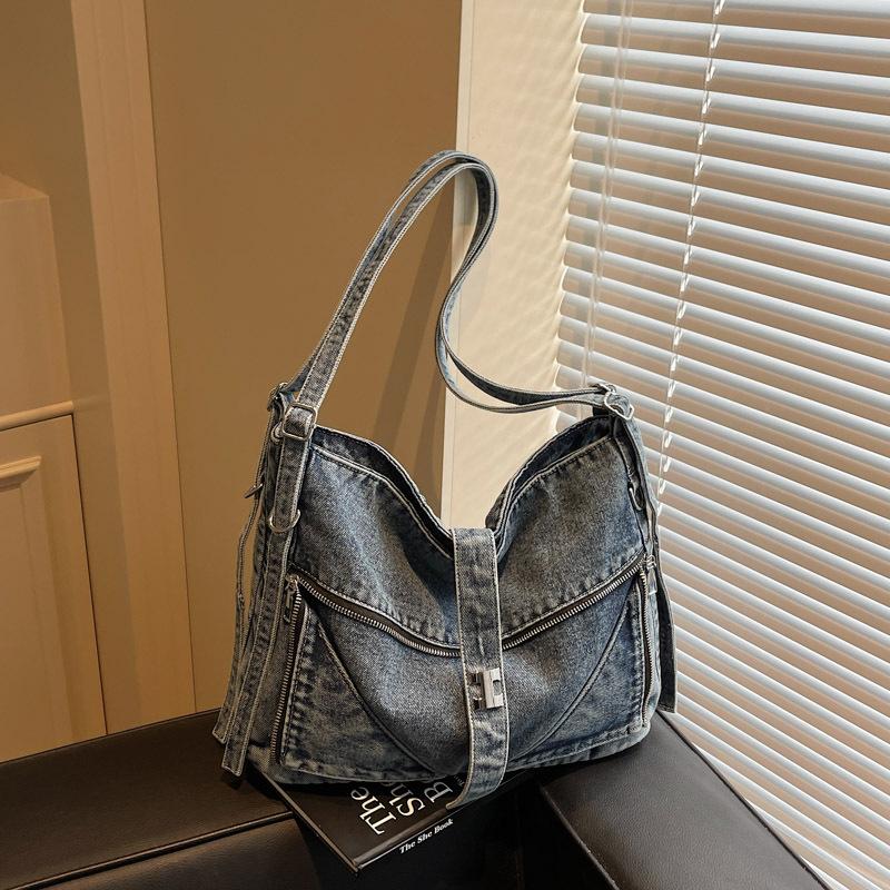 

Ретро большая вместительная сумка под мышкой женская новая модная сумка-тоут повседневная большая вместительная сумка для поездок на работу светло-синий