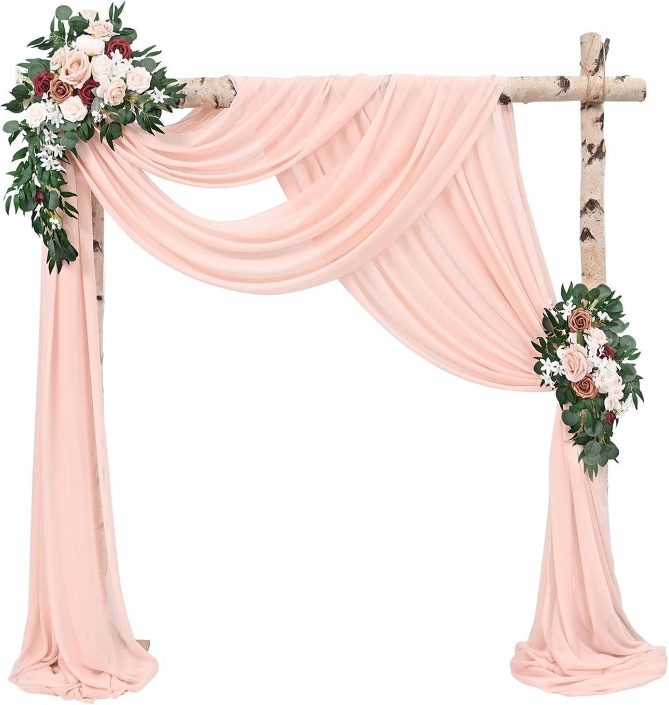 Wedding Arch Draping Fabric, 1 Panel 6/10M Champagne Sheer Backdrop Curtain Wedding Arch Decorations for Wedding Party Ceiling