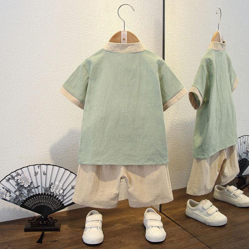 Boys Hanbok Suit Children's Summer Baby Short-sleeved Two-piece Flying Dragon Suit Small Fresh Chinese Style Children's Clothing
