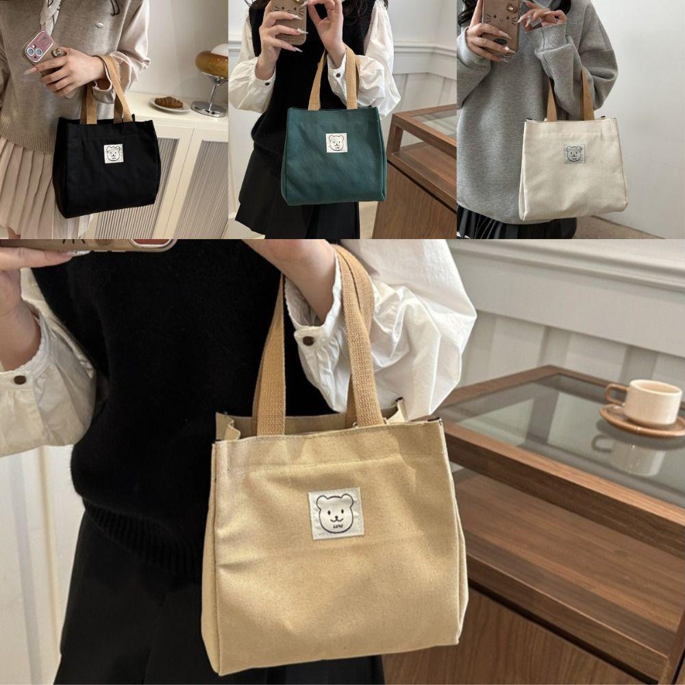 Casual Large Capacity Box Lunch Bag Insulated Versatile Tote Bag Commuting Bag Office Workers