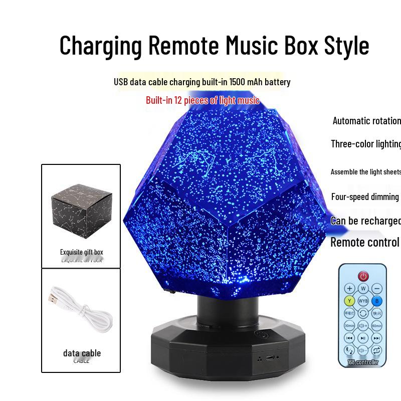 Four Seasons Rotating Starry Sky Projector Lamp - Romantic Constellation Night Light