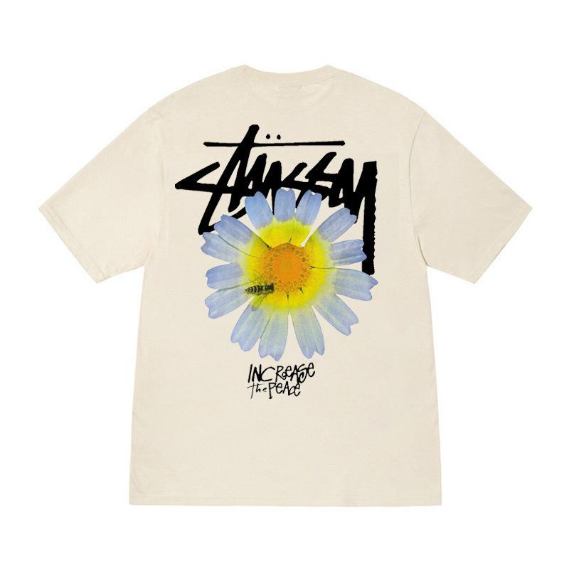 230g Small Daisy Strawberry Hip Hop T-shirt - American Style Spring/Summer Unisex Trendy Short Sleeve with STU Pattern.