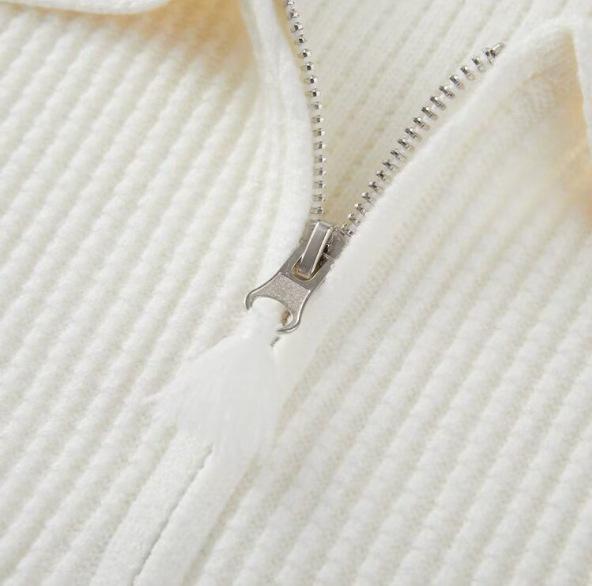 Men's Autumn/Winter Half-Zip Ribbed Knit Polo Sweater