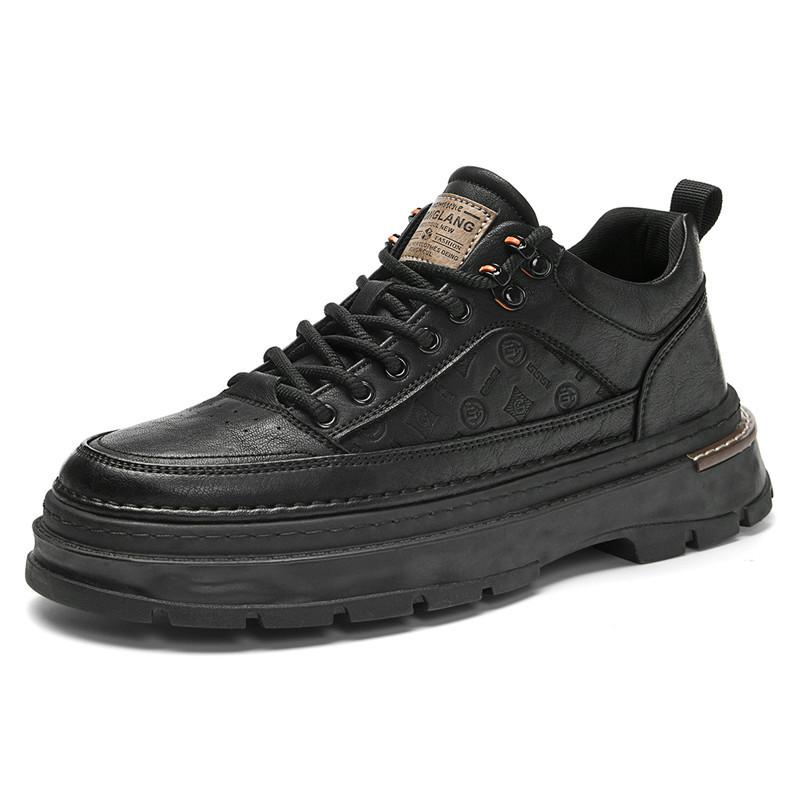 Winter Casual Leather Shoes British Trend Mid-Help Tooling Board Shoes Platform Men'S Martin Boots