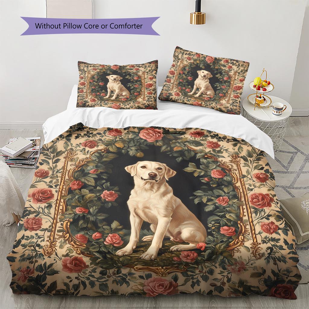 Vintage Animals Pattern Bedding Quilt Set Home Decoration Gift (1 * Duvet Cover + 2 * Pillowcase Without Core)