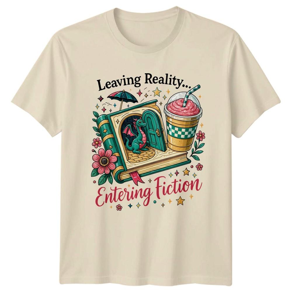 Leaving Reality Entering Fiction Reading Fantasy Books Graphic Tee Unisex TShirt