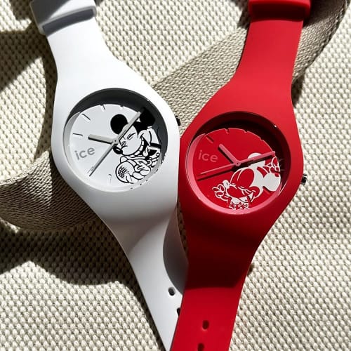 Ice Watch Pair Watches for Men and Women, Disney Collaboration, Unisex Silicone 40mm Medium Watch (No. 3 White/Red)