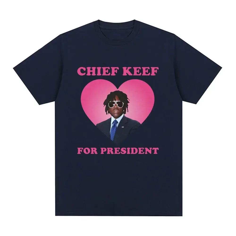 Rapper Chief Keef for President T Shirt Men Fashion Casual Short Sleeve T-shirt Aesthetic Vintage Oversized T-shirts Streetwear