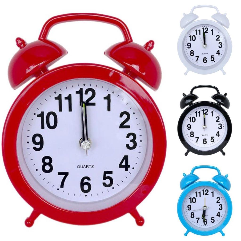 Retro Loud Alarm Clock Double Bell Mechanical Key Wound Silent Pointer Clock