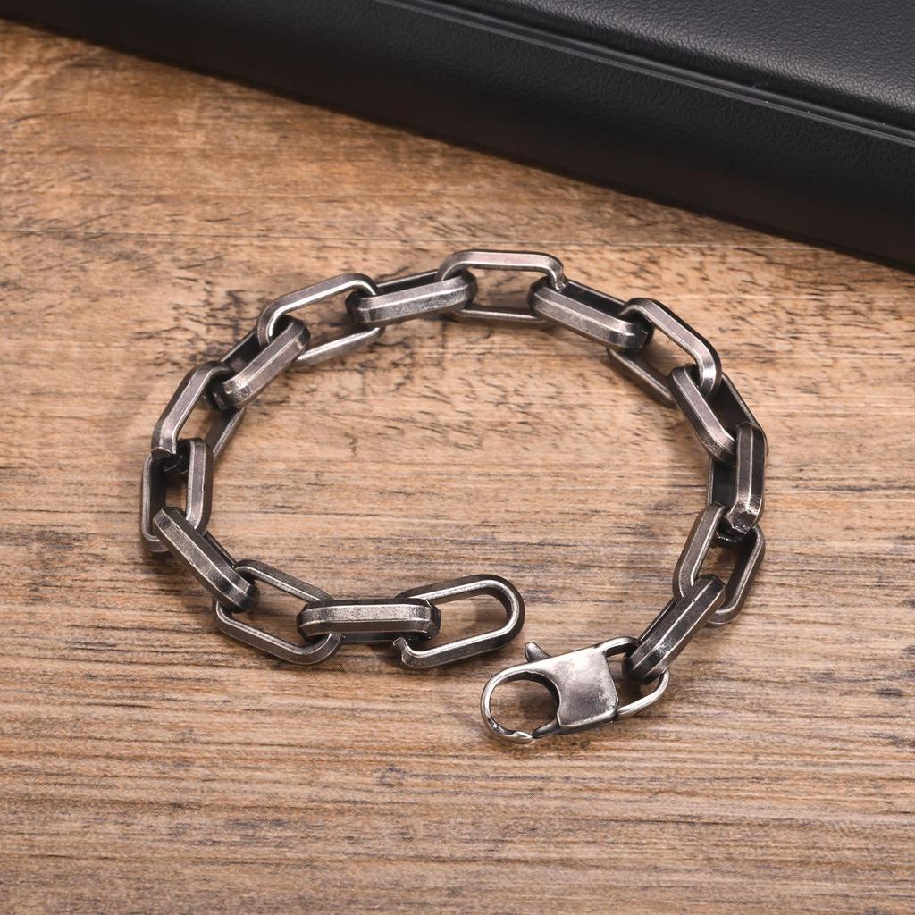 Chunky Chain Bracelets for Men,Silver Black Grey Gold Color Stainless Steel Chain Wristband,Stylish Gift for Son Dad