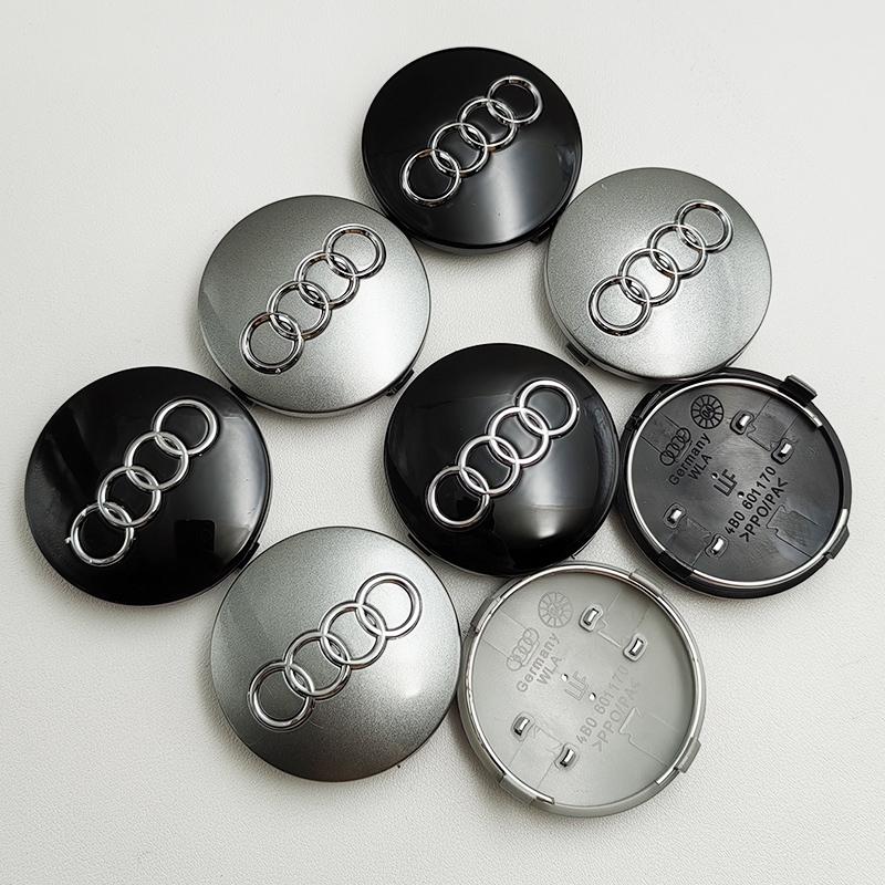 4ks Pro znak Audi 4B0601170 A1 A3 A4 A5 A6 Autopříslušenství 60mm Černá Šedá Stylingový odznak na auto Krytky středů kol Víčka ráfků