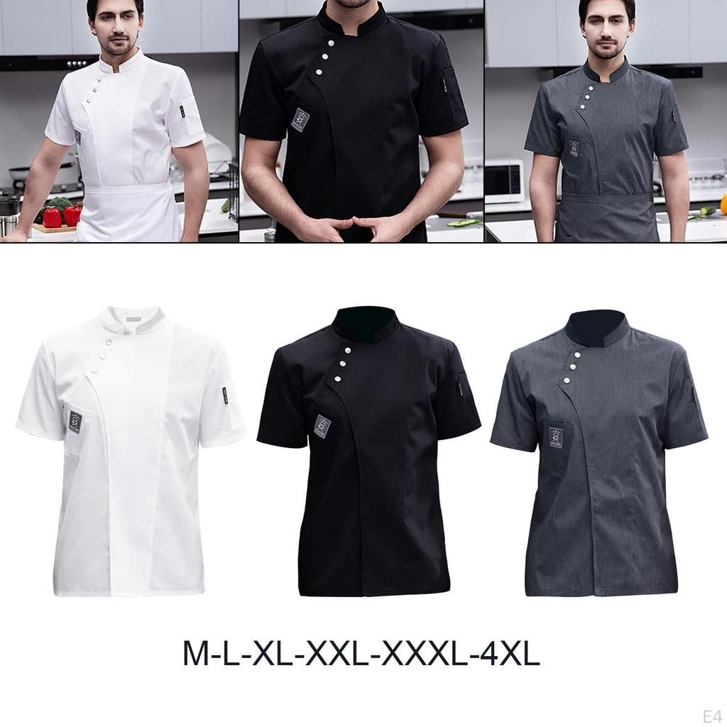 Chef Jacket, Short Sleeve Catering Shirt Wear Uniform for Managers Line Cooks Caterers