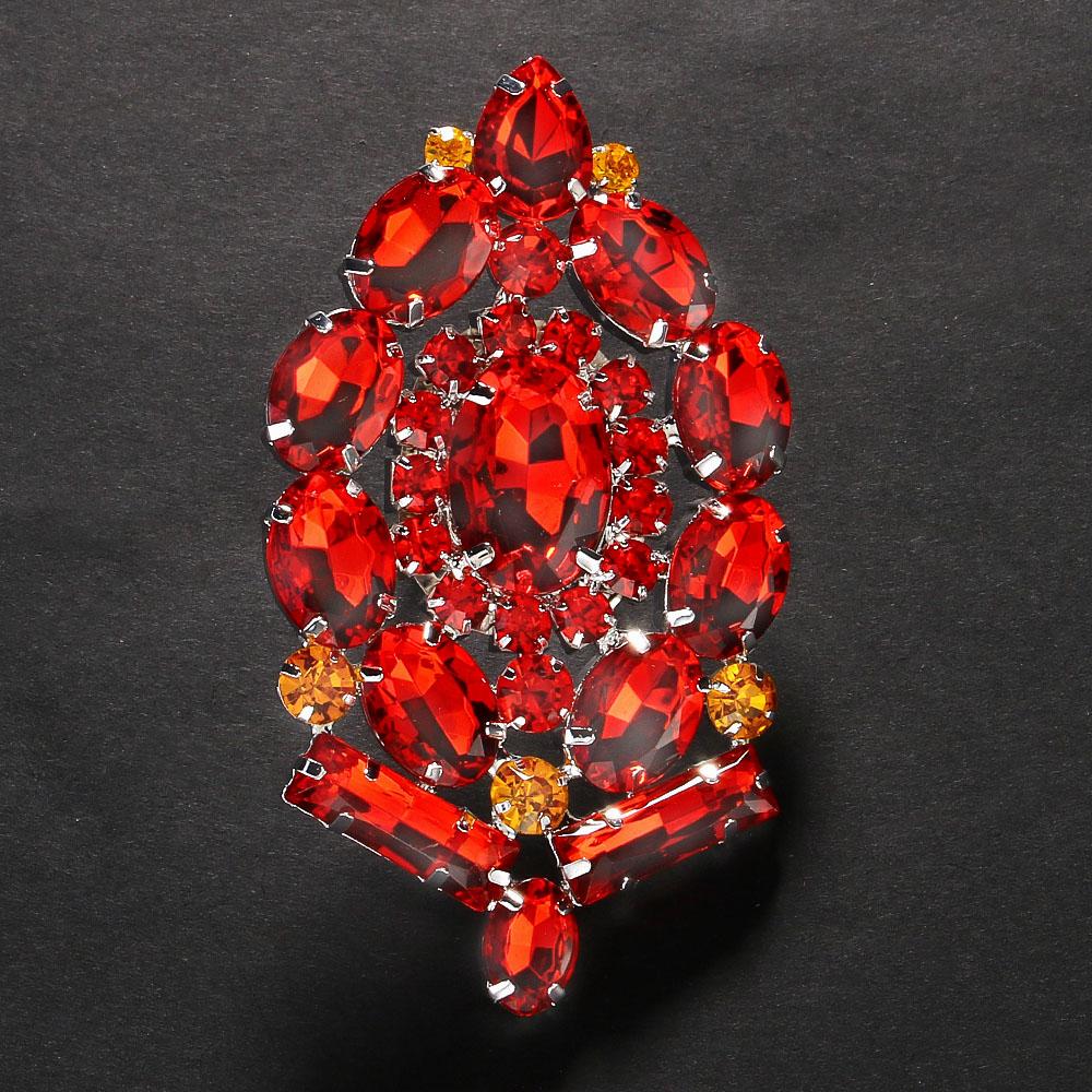 

Stonefans Drag Queen Ring for Women Exaggerated Finger Decoration Fashion Large Red Rhinestone Open Ring Cocktail Dress Jewelry срібний