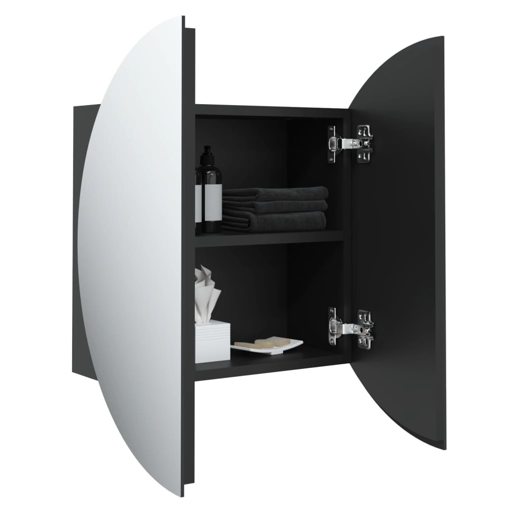 Vidaxl Szafka Łazienkowa Z Lustrem I Led, Czarny, 47X47X17,5 Cm