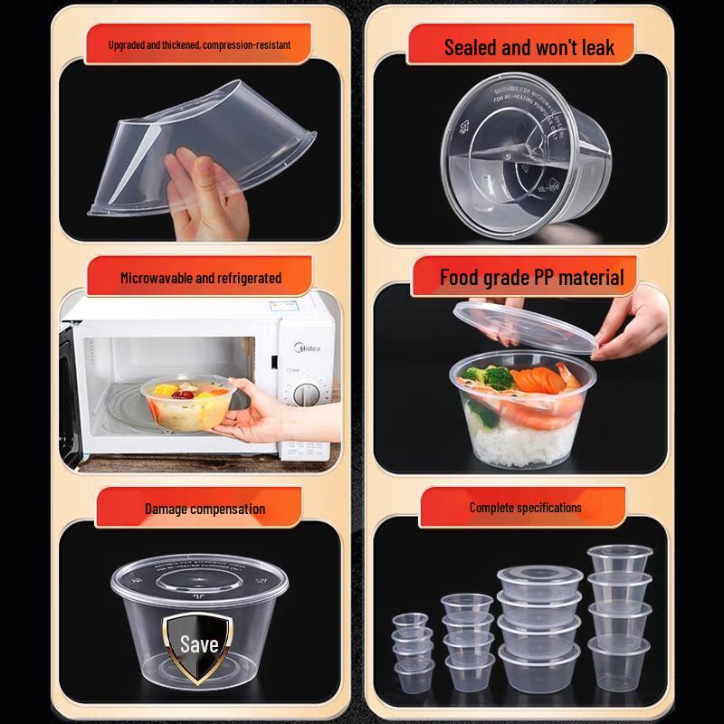 Disposable Round Takeaway Meal Box with Lid