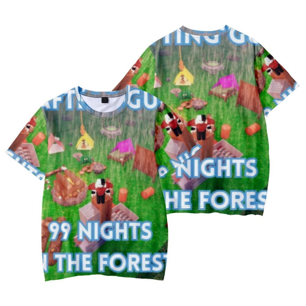99 Nights In The Forest T-Shirt Beach Cartoon T Shirts for Men Harajuku Design Tee Shirt Short Sleeves Fun Clothing 6 Colors