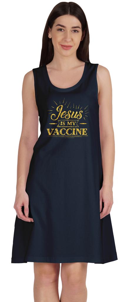 Inkmeso Jesus Is My Vaccine T-Shirt Funny Pro Vaccine Summer Scoop Neck