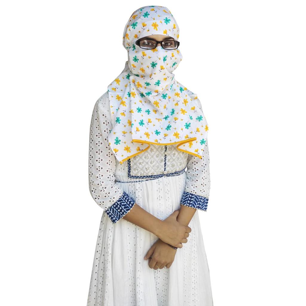 Switchon Female Cambric Cotton Women'S Export Quality Printed Scarf Cum Mask For 12 Yrs And Above (Multicolor )
