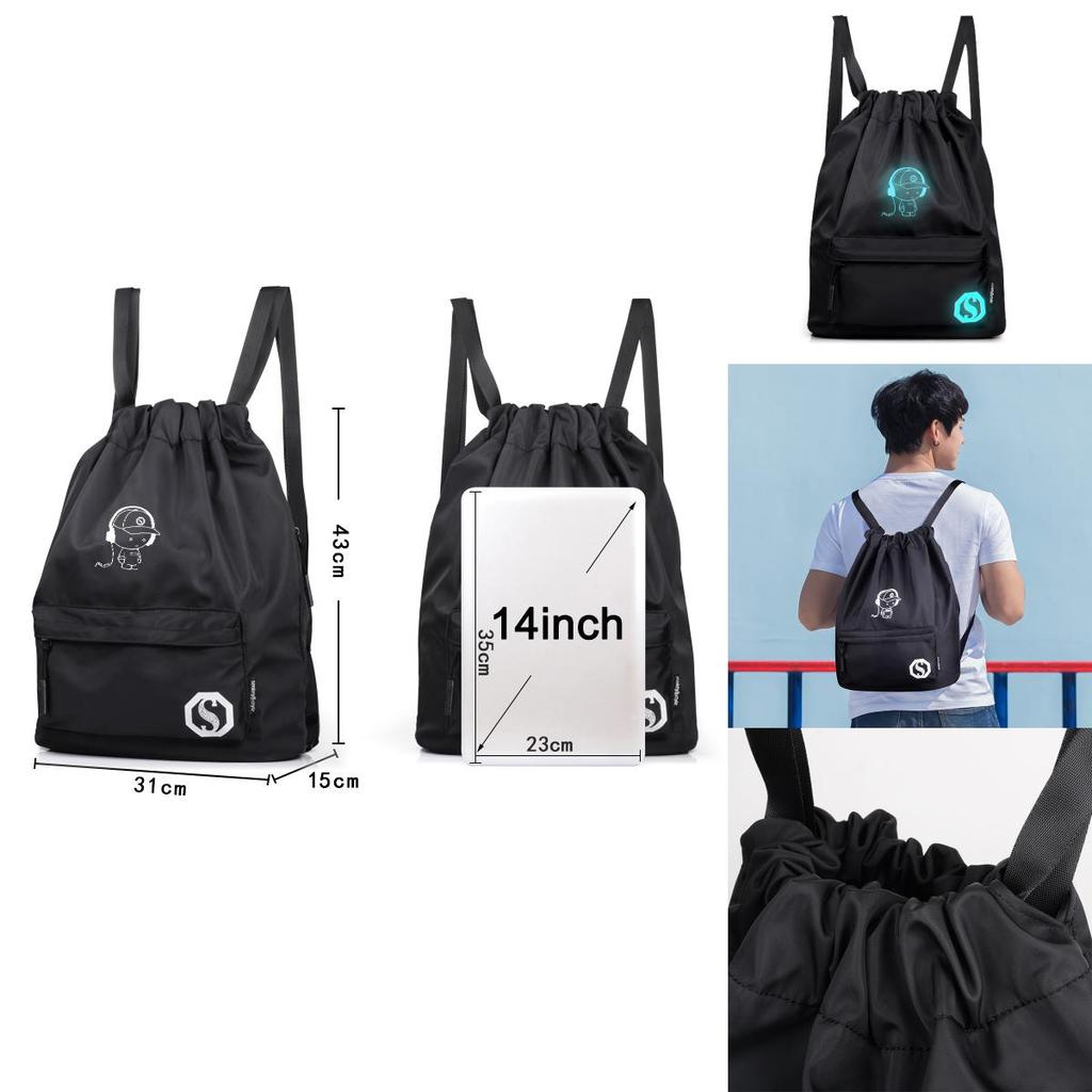 Wodoodporny Worek Sportowy Podróżny z Nylonu ze Sznurkiem Ściągającym, Regulowanymi Paskami i Dużą Pojemnością