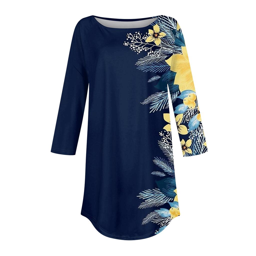 Womens T Shirts 3/4 Sleeve Shirts Color Pullover Summer Spring Tops Blouses