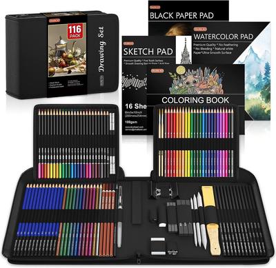 Shuttle Art Colored 116 Drawing Pencil Colored Metallic Watercolor Black Drawing Adult Coloring Storage Case Entrance Celebration Gift Pencils,