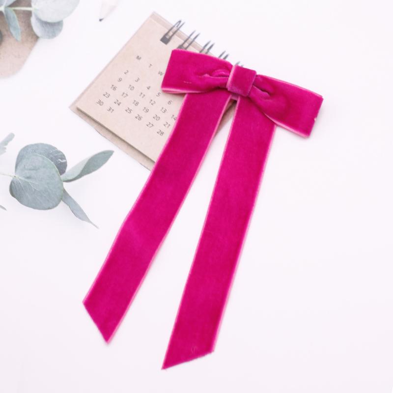 Lystrfac Vintage Schwarzes Samt Schleife Haarspangen für Frauen Langes Band Haarnadel Einfache Top-Klammer Damen Haarklammern Haaraccessoires