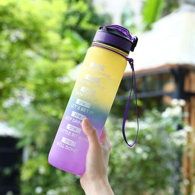 1000 ml sportinio vandens butelio motyvacinis šiaudų butelis su laiko žymekliu, nepralaidus geriamasis butelis namuose lauke