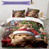3pcs Christmas Dog Bedding Set Duvet Cover Closure Includes 1 Duvet Cover & 2 Pillowcases, Soft and Comfortable for All Seasons.