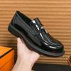 Men's Shoes Spring Dress Business Leather Shoes Men's Casual Leather Shoes Golden Lock Wedding One Pedal Loafers