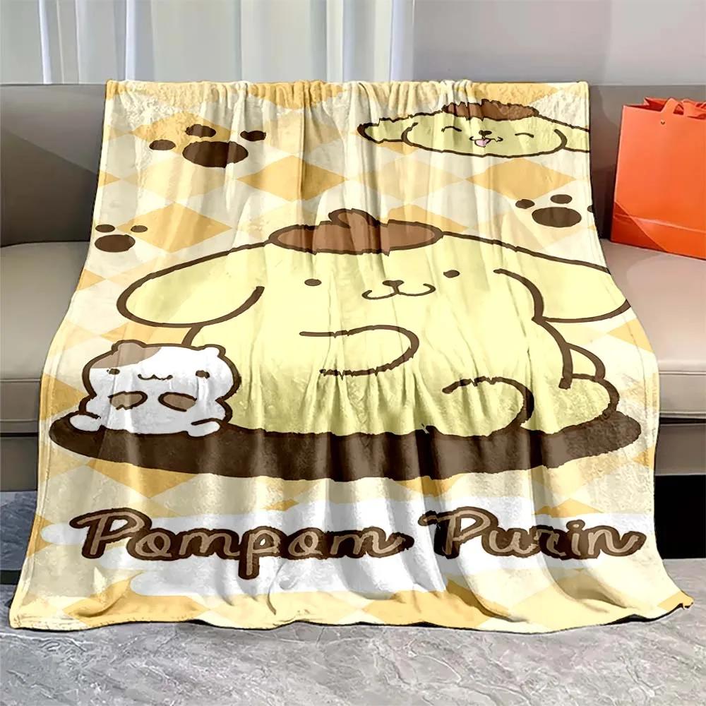 Pom Pom Purin Printed Blanket Kawaii Dog Cartoon Flannel Fluffy Soft Blanket for Adult Plush Sofa  Picnic Beach Towel