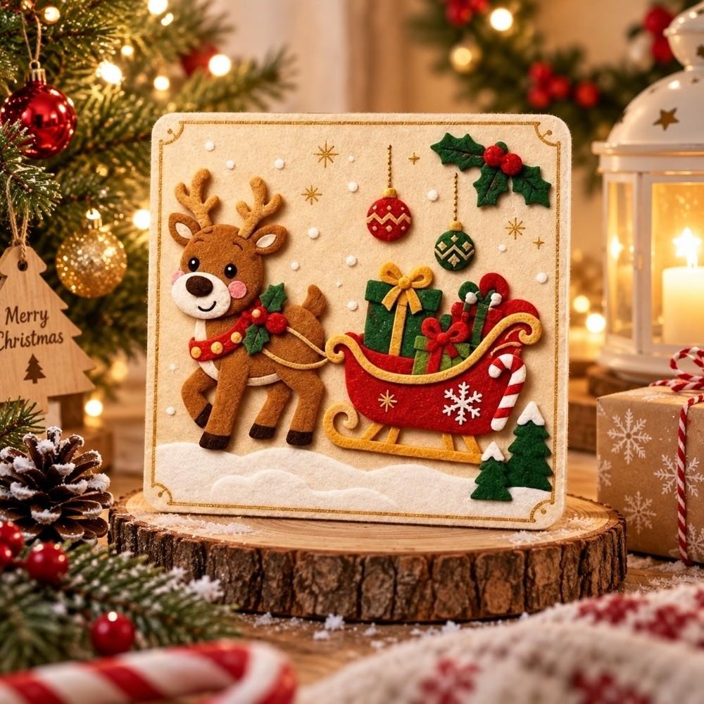 Santa Claus Christmas Wooden Card Ornaments Reindeer Christmas Decorations Party Gifts