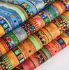 Ethnic Multi-Color Printed Cotton-Linen Fabric Set for DIY Patchwork & Tablecloths