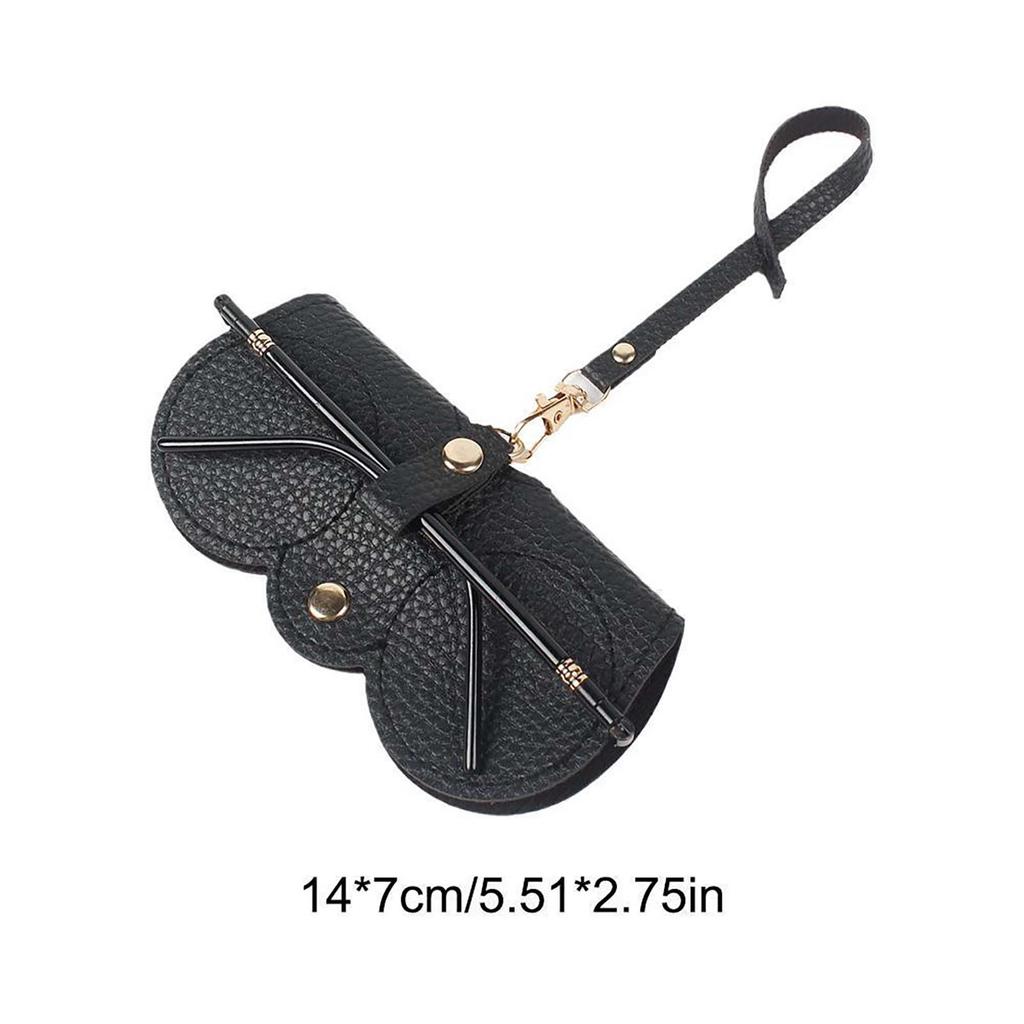 Sunglasses Leather Storage Bag with Wrist Strap Sunglasses Cases for Carrying Glasses Coins Keys