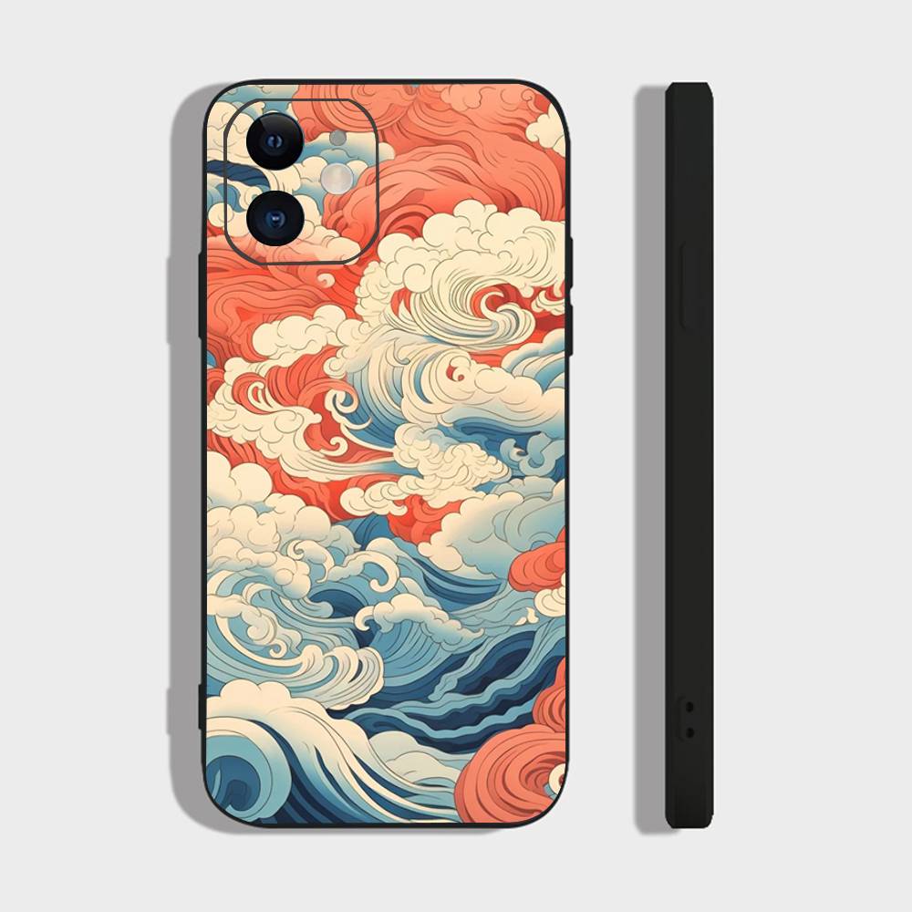 

Auspicious Clouds Sea Of Clouds Phone Case For IPhone 17 Air 16 15 14 13 Pro Max 11 12 Black Silicone Cover IPHONE 14