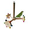 Interactive Wooden Bird Stand with Rotating Feature Bird Cage Colorful Parrot Perch Windmill Toy for Mental Stimulation