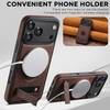 Luxury Faux Leather Phone Case Frosted Feel Stand Magnet Wireless Charging for IPhone 17 Pro Max 16 Plus 15 14 13 12