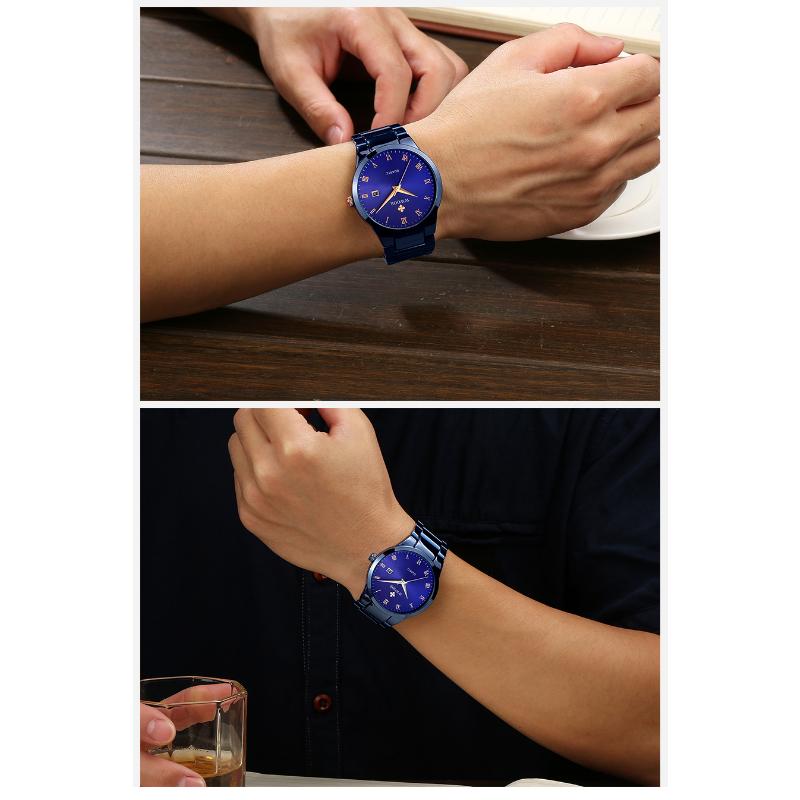 WWOOR Men's Watch Steel Strap Quartz Solid Strap
