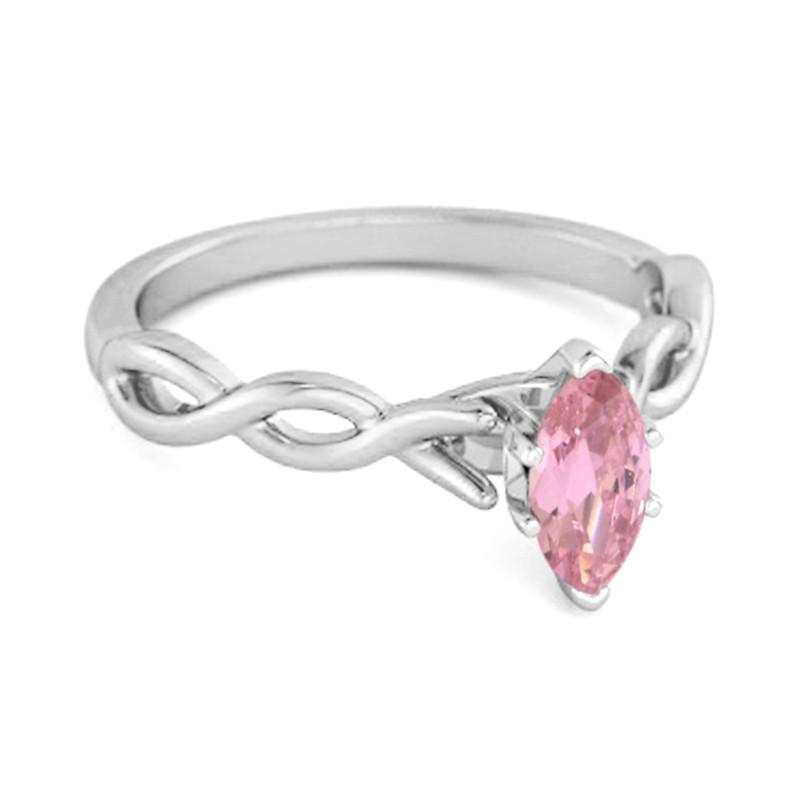 Pink CZ Marquise Women Wedding Ring - 925 Sterling Silver
