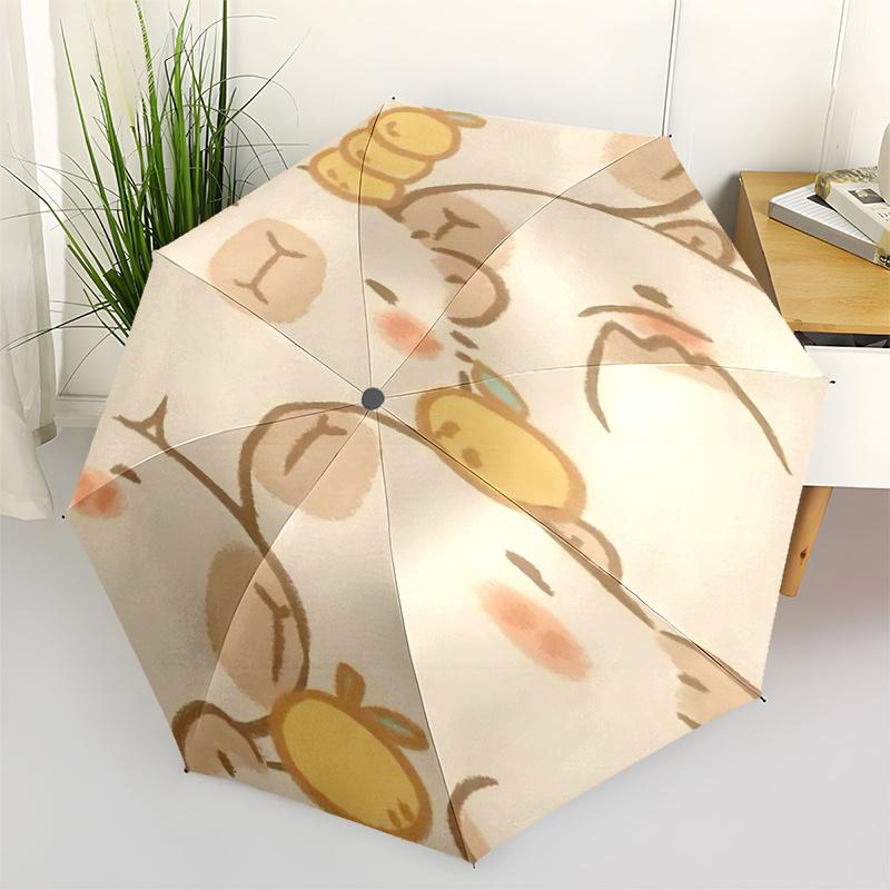 Capybara Themed Travel Umbrella-8 Ribs Automatic Opening and Closing, Portable Folding Design, Compact and Stylish Umbrella Suitable for Out