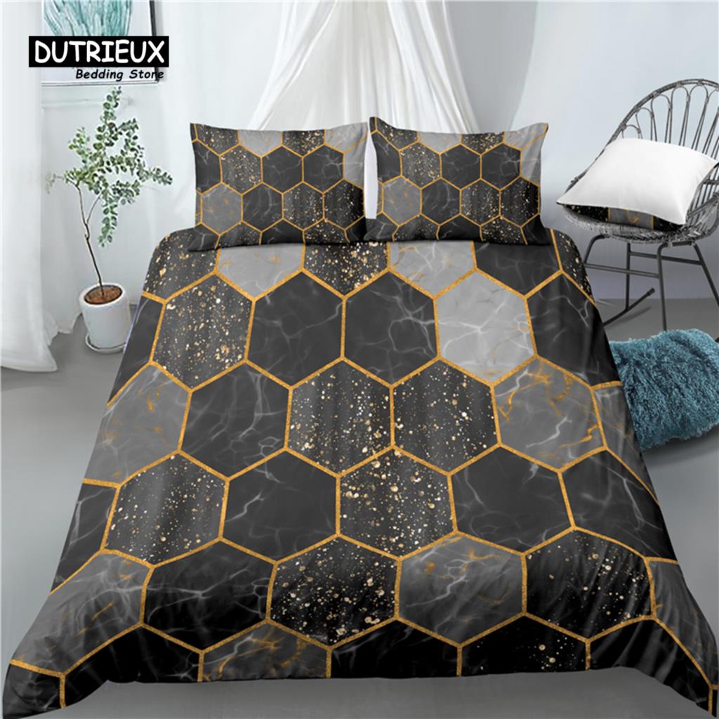 

Роскошный 3D Шестиугольный Мраморный Принт Дом Гостиная 2/3шт Удобный Пододеяльник Наволочка Постельное Белье Комплект Квин и Кинг Размер ЕС/США/Австралия EU single(135x200cm)