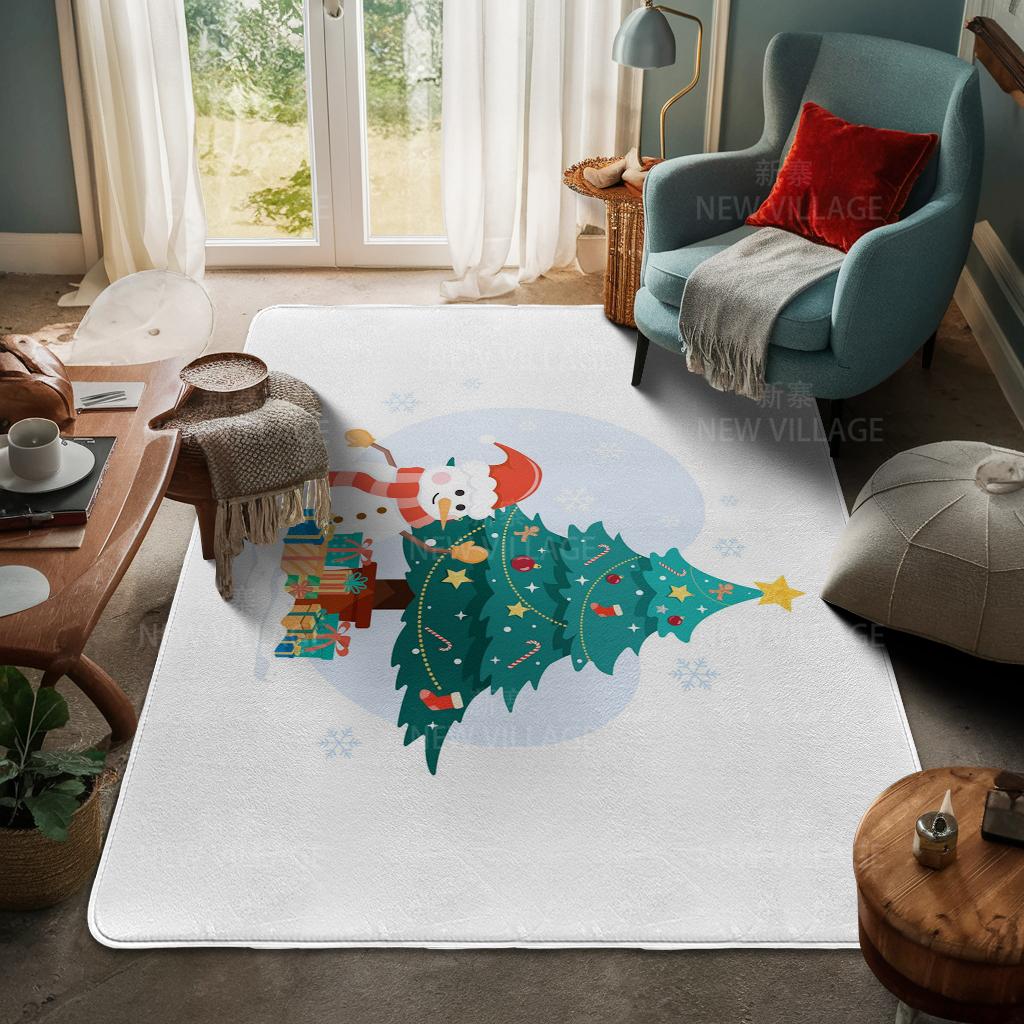 House Entrance Carpet Home Door Mat Living Room Bath Foot Bathroom Non-slip Water Absorption Rugs Bath Merry Christmas Winter