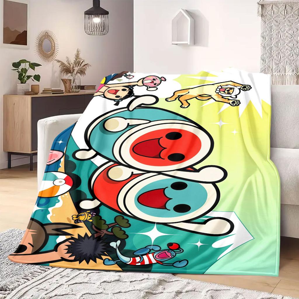 Taiko Cartoon Characters Travel Picnics Flannel Blanket for Bedrooms Sofas Beds Chairs Home Decor Great Gift Idea All Seasons