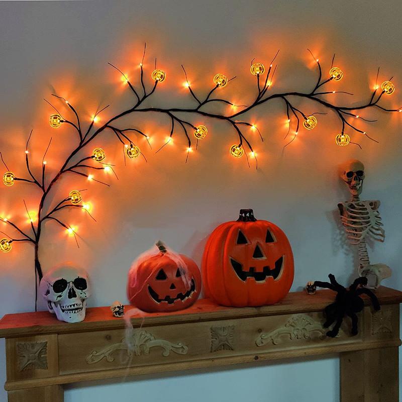 

1,5 м 45 лампочек для Хэллоуина DIY световая гирлянда паук летучая мышь тыква светодиодная лоза настенное украшение для вечеринки на Хэллоуин Spider 1.5M 45 light