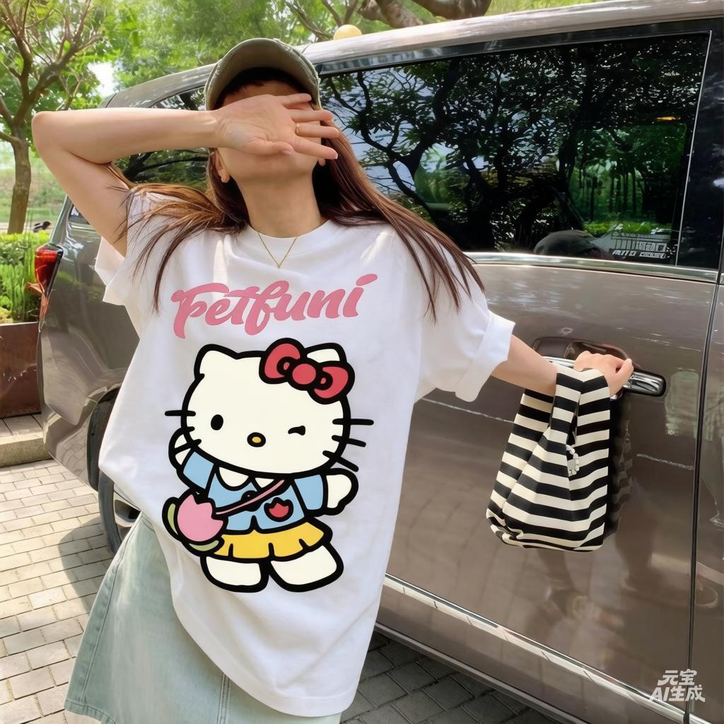 

The Summer Sanrio Hello Kitty Ladies Tshirt Is Perfect for Everyday Wear Streetchic Its Made of Cotton Soft and Breathable S