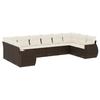 Vidaxl 10-Cz. Garden Furniture Set With Cushions, Brown Polyrattan
