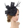 Faux Feather Fascinator Hat Net Yarn Hat Shape Bow Mesh Mini Beret Hat Headdress