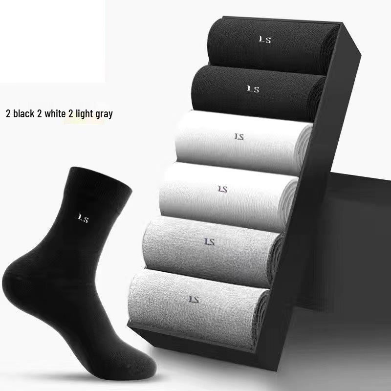 Men's Breathable Cotton Mid-Tube Socks, Sweat-Absorbent, Suitable for All Seasons, Business and Sports.