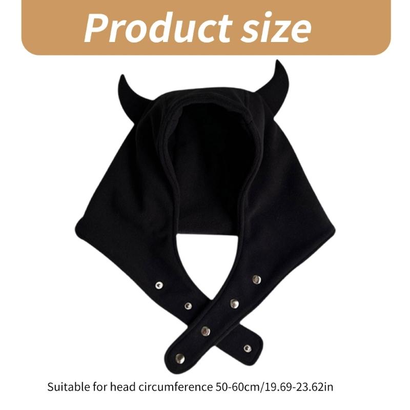 Breathable Head Cover with Button for Outdoor Sports Adjustable Hat with Horn Moisture Wicking Hat for Outdoor Activity