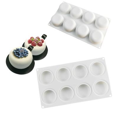 8 Platta Runda Moussetårtformar DIY Bakform Silikon Fondantform
